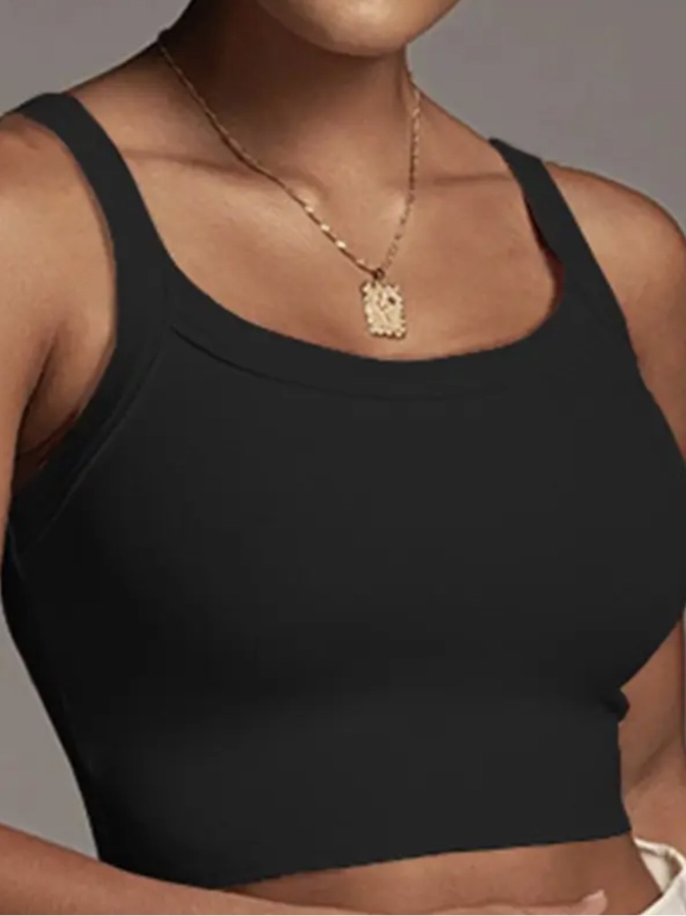 Doublju Black Crop Tank Top